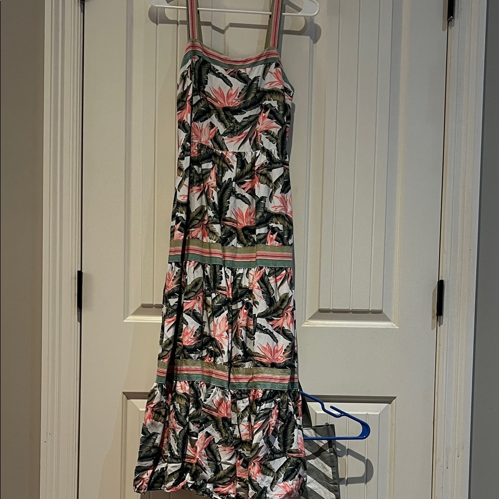Floral Maxi Dress with Pink and Green Accents Loft size 4